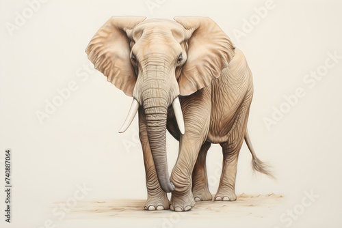 A Colorful Drawing of an Elephant Created with Colored Pencils. Concept Animal Art, Colored Pencils, Elephant Drawing, Realistic Illustration, Vibrant Colors