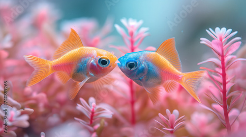 Colorful Fish Kissing