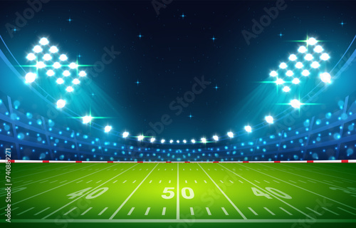 Football Field Stadium Background at Night