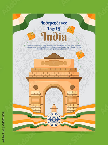 Independence Day of India Poster Template with Mandala