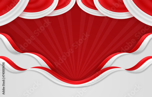 Indonesia Independence Day Background with Realistic Flag