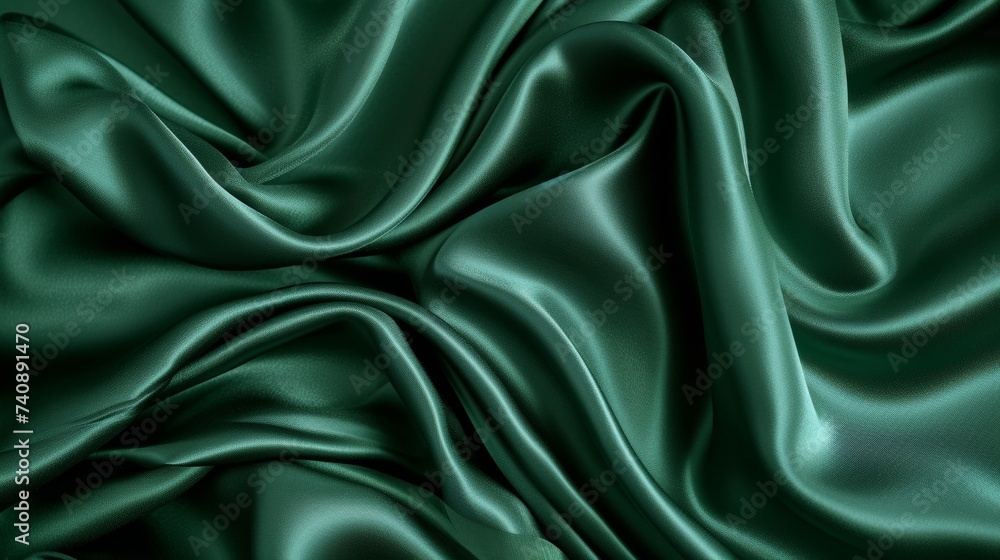 A luxurious silk fabric texture background in a rich emerald green, exuding elegance and a deep sense of sophistication. A luxurious silk fabric texture background in a rich emerald green, exuding elegance and a deep sense of sophistication.