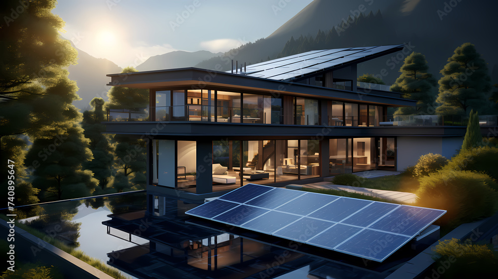 Fototapeta premium Solar panels, photovoltaic background