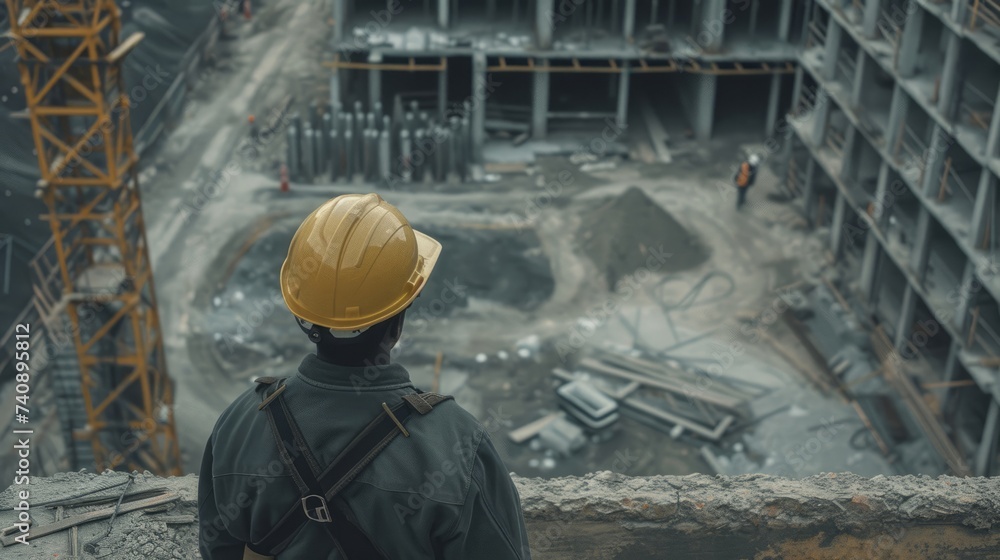 Architect, wide shot, construction site Architect, wide shot, construction site