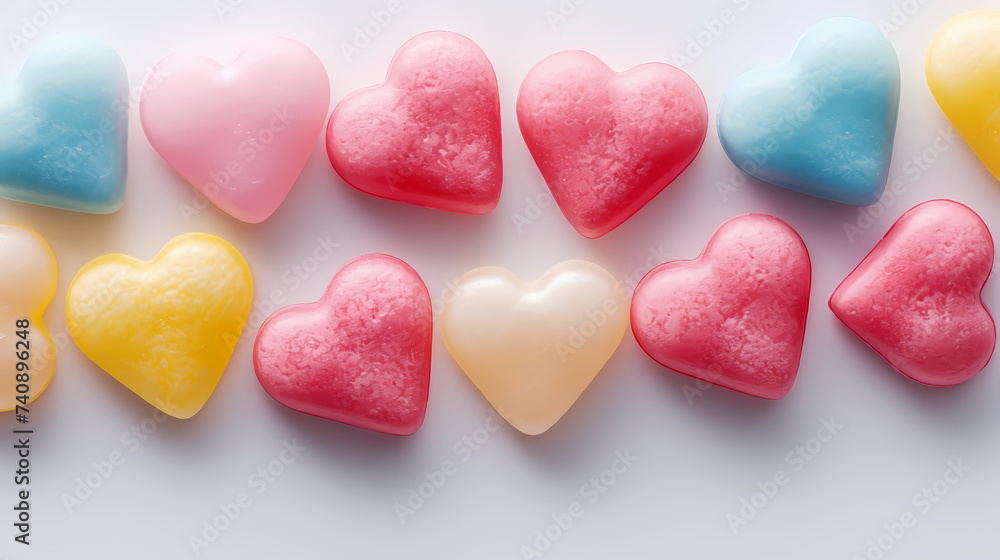 Fototapeta premium Colorful marshmallows, marshmallows copy space