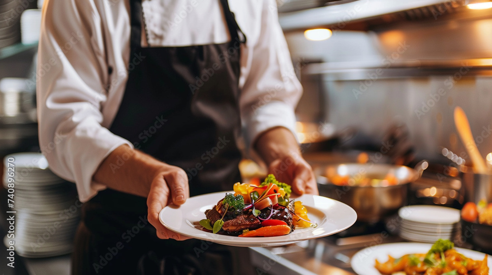 A waiter seamlessly coordinating with kitchen staff to ensure timely and accurate food delivery, demonstrating teamwork and efficiency, good nature, mutual respect, love for people A waiter seamlessly coordinating with kitchen staff to ensure timely and accurate food delivery, demonstrating teamwork and efficiency, good nature, mutual respect, love for people