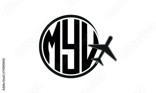 MYV three initial letter circle tour & travel agency logo design vector template. hajj Umrah agency, abstract, wordmark, business, monogram, minimalist, brand, company, flat, tourism agency, tourist