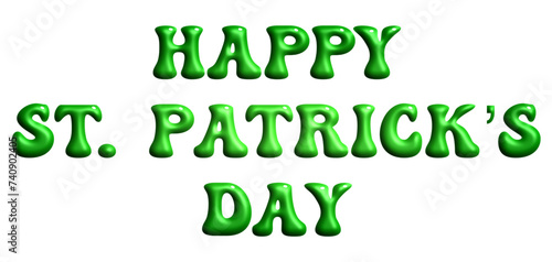 Happy St. Patrick's Day, green color lettering, 3d holiday vector graphics, ideal for greeting cards, advertising, banners, prints, cricut, sublimation