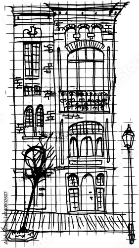 Amsterdam building hand drawn sketch. Original vector illustration 