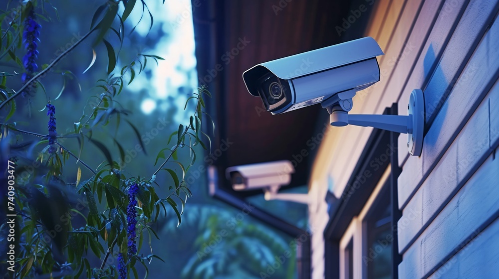 IP CCTV camera install by have water proof cover to protect camera with home security system concept. IP CCTV camera install by have water proof cover to protect camera with home security system concept.
