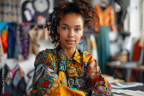 Fashion designer in vibrant African attire