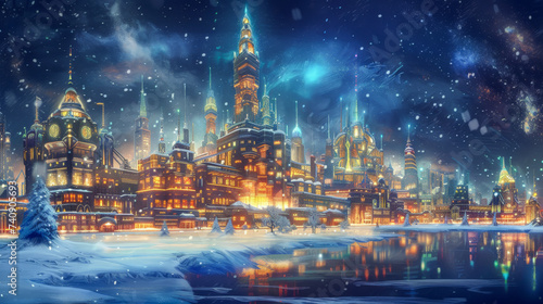 light city fantasy world winter cold