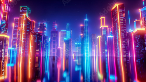 abstract background city with glow lights
