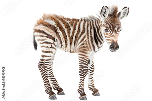 Young Zebra Isolated on White Transparent Background  African Wildlife 