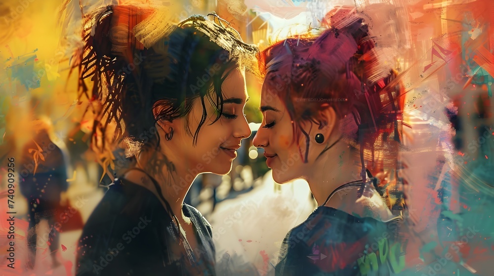 Two Women in a Colorful Portrait