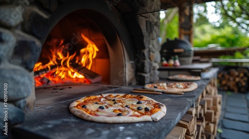 Pizza stove in a barbeque, outdoor kitchen photo