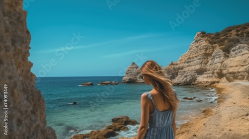 Girl looking to the sea near Aphrodite birthplace, Cyprus © SULAIMAN