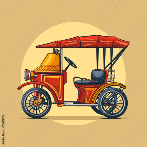 Flat modern logo Rickshaw vector icon illustration