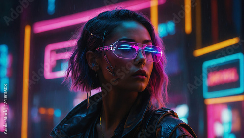 In a dystopian future, a beautiful, intelligent, and stubborn woman navigates a world of industry, neon lights, and rainbow colors.