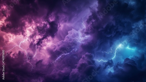 An electrifying thunderstorm texture background, capturing the raw power of lightning against dark stormy skies, symbolizing energy and natural force.