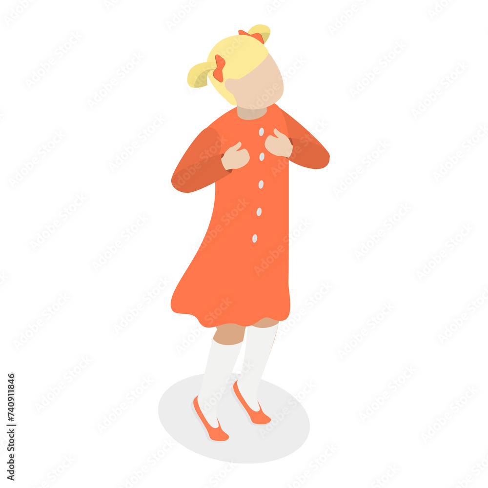 3D Isometric Flat Set of Singing Children. Item 1 3D Isometric Flat Set of Singing Children. Item 1