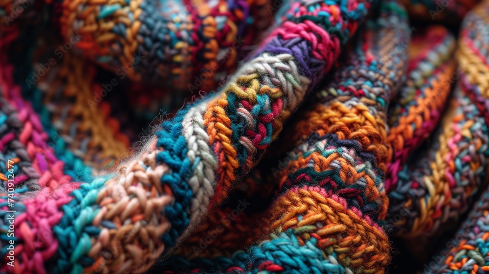 Colorful knit texture with intricate patterns Colorful knit texture with intricate patterns