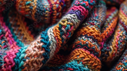 Colorful knit texture with intricate patterns