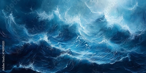 Abstract blue ocean waves © toomi123