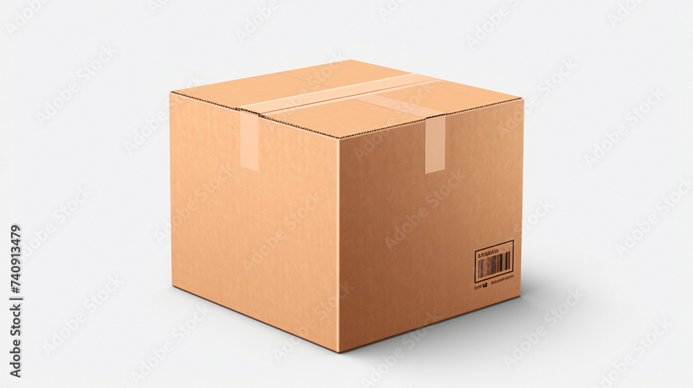 cardboard box 3 d rendering mockup scene isolated on white