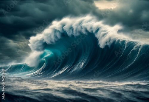 Potere Distruttivo della Natura- Giganteschi Tsunami e Tornado su uno Sfondo Apocalittico photo