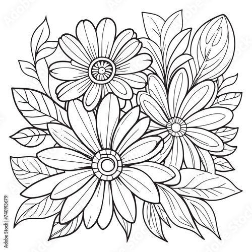 Luxury floral outline drawing coloring book pages line art sketch 