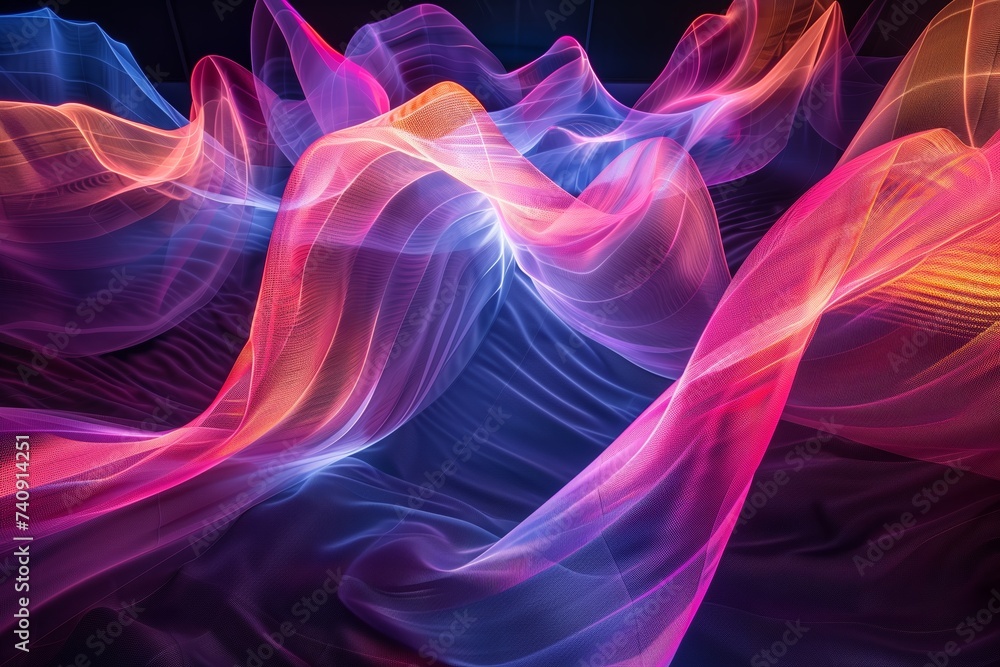 a colorful illuminated fabric wave a colorful illuminated fabric wave