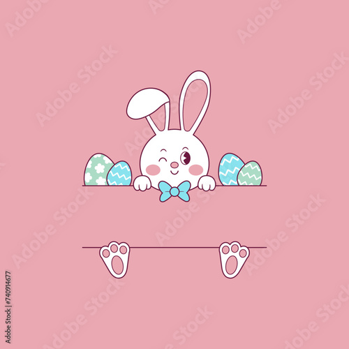 cute easter bunny illustration for adding a name