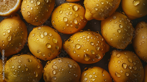 a bunch of oranges with water droplets on them