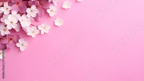 Pink cherry blossoms bloom against a pink setting © Tatyana