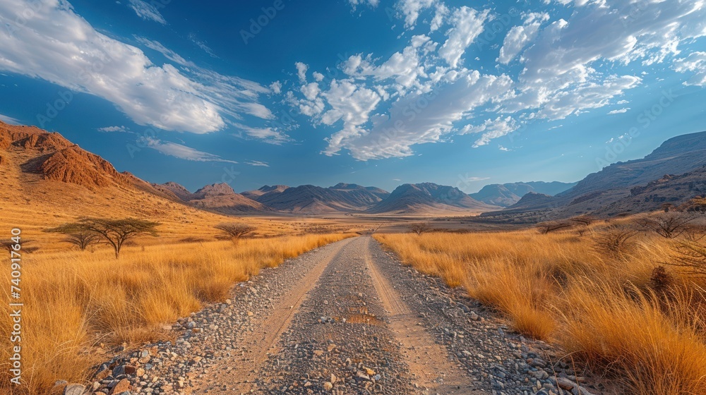 close up of a washboard gravel road in Namibia, generate AI