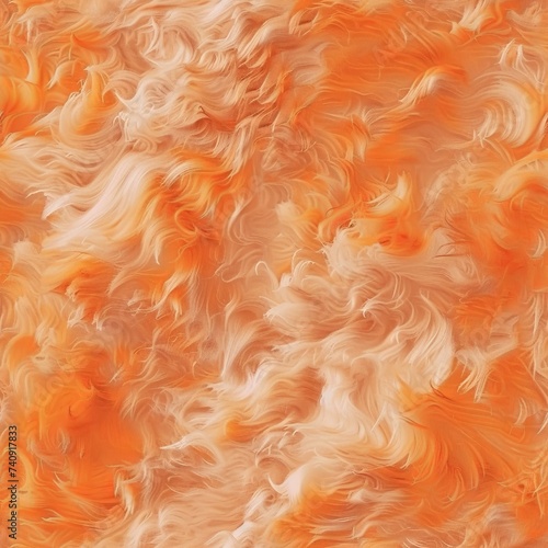 seamless and tileable pattern texture,  fur waves in a sea of orange tones peach fuzz color of the year © pier