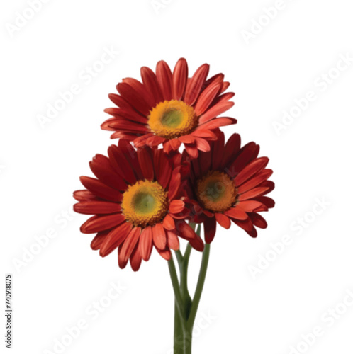 red color daisy   flower isolated on white