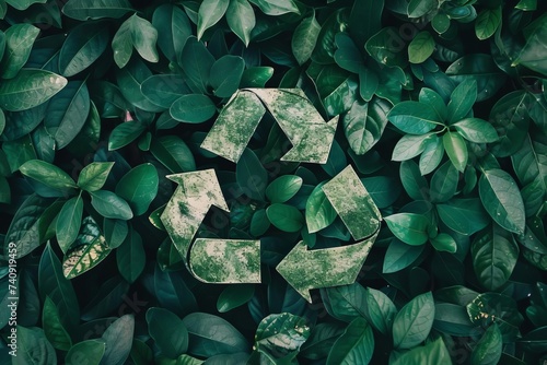 Eco-friendly recycling symbol Green triangular design emphasizing sustainability and conservation photo