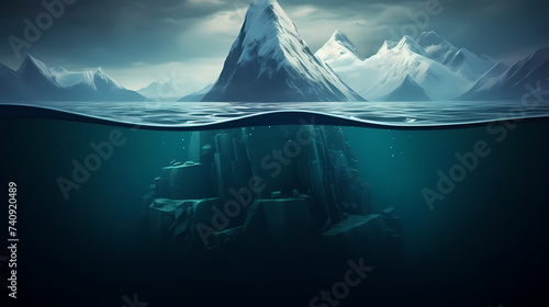 Iceberg  hidden danger and global warming concept