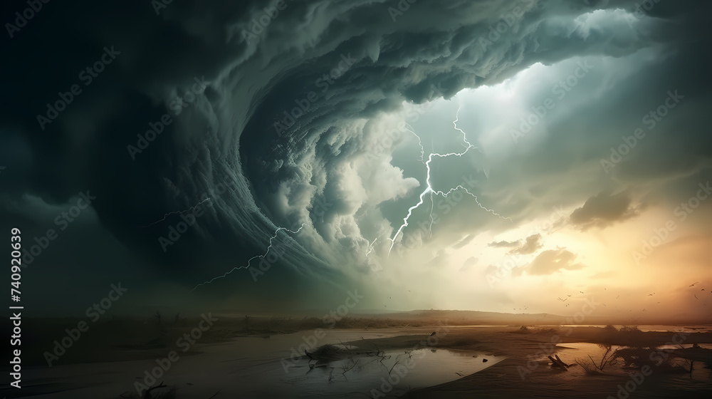 Tornado background, natural disaster concept