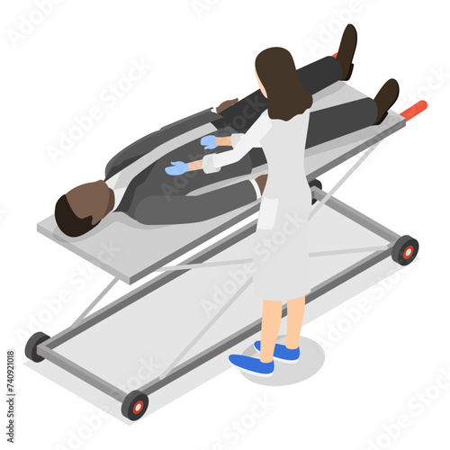 3D Isometric Flat Vector Illustration of Urgency Care, Paramedics. Item 1