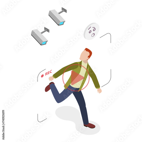 3D Isometric Flat Vector Illustration of Sychology or Psychiatric Poblem, Phobia or Fear. Item 5