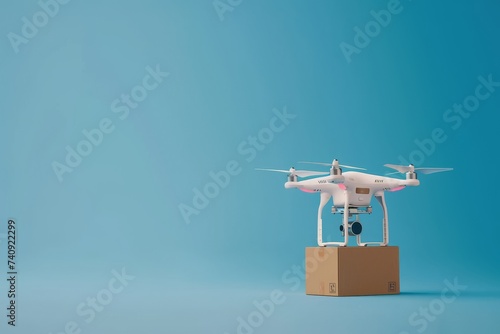 Smart package Drone Delivery tech debates. Box shipping smart clothing parcel urban amenities transportation. Logistic tech virtual reality mobility wildlife monitoring drone