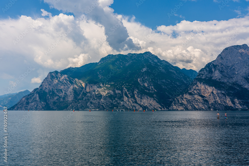 Panoramic view of Lake Garda near Torbole in Italy.