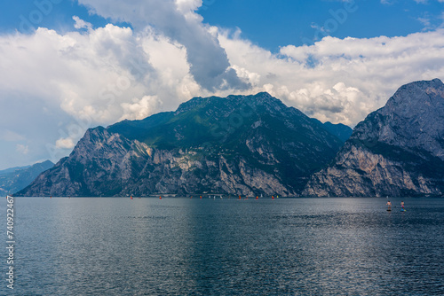 Panoramic view of Lake Garda near Torbole in Italy.
