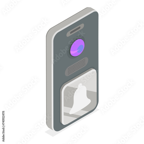 3D Isometric Flat Vector Set of Intercom Equipment Items, Security System. Item 1