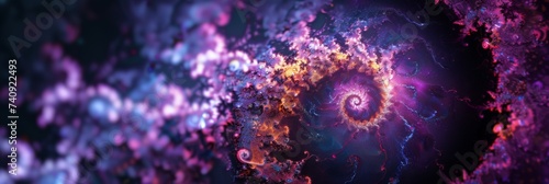 Vibrant Fractal Abstract Design Resembling Cosmic Nebula with Intricate Patterns and Ethereal Colors