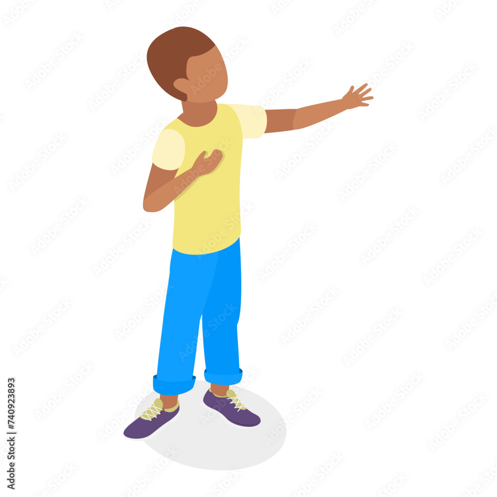 3D Isometric Flat Vector Set of Singing Children , Music School Students. Item 2 3D Isometric Flat Vector Set of Singing Children , Music School Students. Item 2