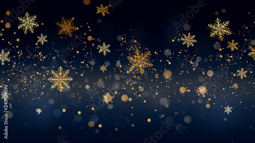 christmas background with gold snowflakes